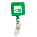 Pad Printed Retractable Badge Holder (Square w/ Slip on Clip)